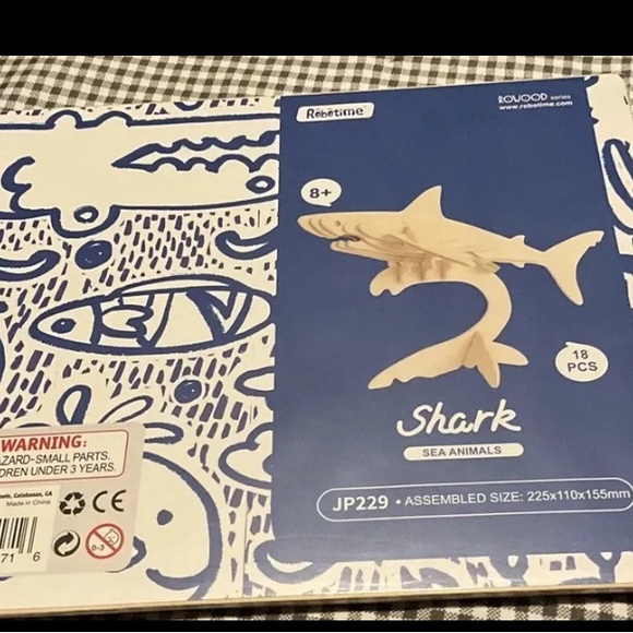 Shark 🦈 18-Piece 3-D Puzzle Robotime. Rowood Series.Paintable New Sealed🦈 - Picture 14 of 16